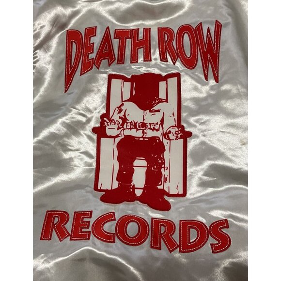 Death Row Records Satin Bomber Jacket Sz M White & Red Embroidered Unisex - Picture 3 of 9